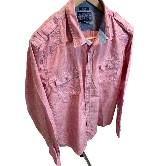 American Rag Red Shoulder Tabs Button Down Collared Western Shirt Sz XL - Picture 3 of 8